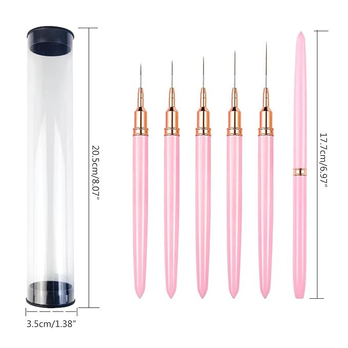 Professional Nail Art Brushes Nail Line Brush UVGel Painting Pen Carved Nail Art Liner 3D Rhinestones Brush For Manicure Nail Decorations For Nail Art Liner Brush Set Diy Drawing Lines Rhinestones Tip