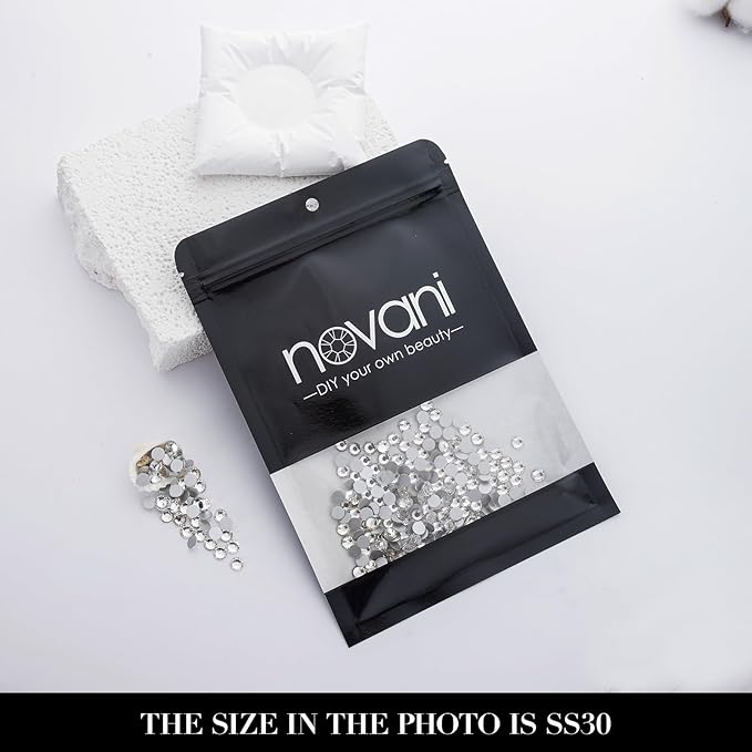 Novani 576pcs Crystal Clear Rhinestones Flat Back Rhinestone Glass Diamonds Round Gems for Nail Art and Crafting Decorations,SS30,6.4-6.6mm