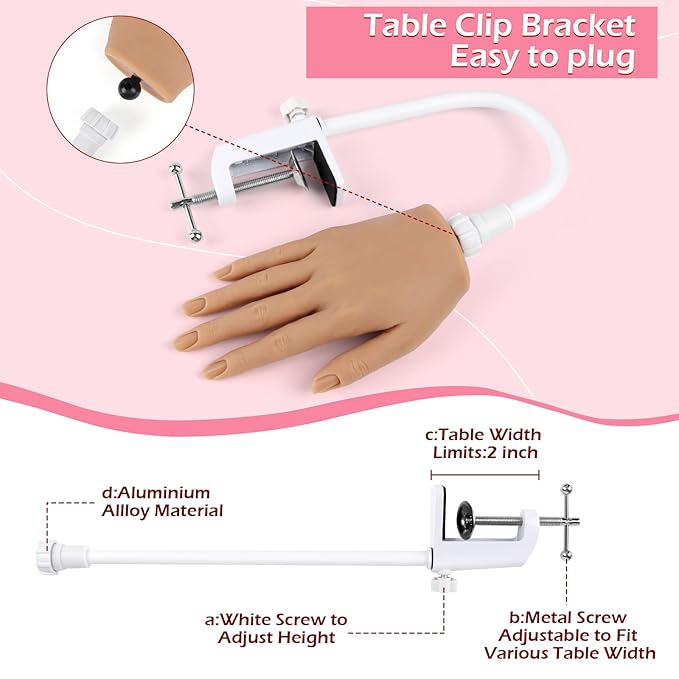 LIONVISON Practice Hand for Acrylic Nails, Silicone Nail Hand Practice, Flexible Fingers Fake Training Hand False Mannequin Hands for Nail Practice, Hand Model Kit for Nail Supplies Manicure Beginners