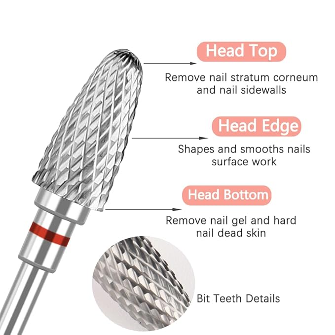 3pcs Tungsten Carbide Nail Drill Bits,3/32" Cuticle Electric Nail File and Acrylic Gel Removal Nail Drills Kit,Professional Drill Bits Nail Art Tools for DIY Manicure Pedicure Home Salon Use