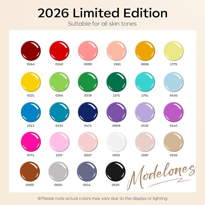 modelones 32 PCS Gel Nail Polish Set, 28 Colors Nude Red Green Blue Gel Polish with No Wipe Base Coat, Glitter & Glossy & Matte Top Coat Soak Off LED Nail Art Kit Salon at Home
