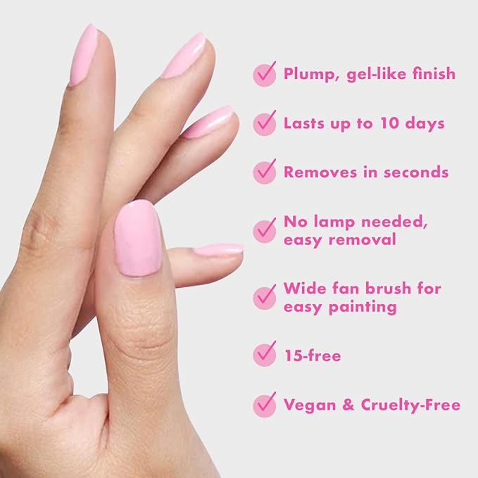 Olive & June Long Lasting Nail Polish | Plump Gel-Like Finish No Lamp Needed | Lasts up to 10 days | Salon-Quality 15-Free Vegan & Cruelty-Free Chip-Resistant | SE Bubbly Pink