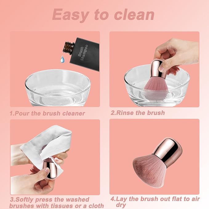 Nail Art Dust Powder Remover Brush Soft Nail Dust Cleaner Brush Makeup Manicure Brushes for Acrylic Nail Art Clean Up Tools 2 Pack