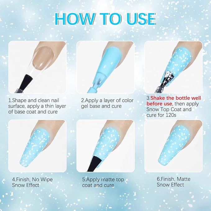 MIZHSE White Spot Gel Nail Polish, Snow Gel Polish Winter Style Snowflake Effect Soak Off UV LED Gel Polish Home Manicure Nail Art Salon 10ml