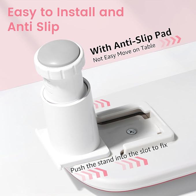 Big Arm Rest for Nails Tech: 2nd Generation U-Shaped Manicure Nail Arm Rest Stand Height Adjustable Armrest Microfiber PU Leather Hand Rest Pillow for Acrylic Nails (Pink)