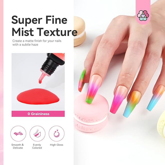 SAVILAND 12 Color Airbrush Gel Polish Set: 2026 Must Have Dilution-Free, Non-Acetone Formula with Fine Mist Sprayer for French & Ombre Nail Art, Home and Salon Use