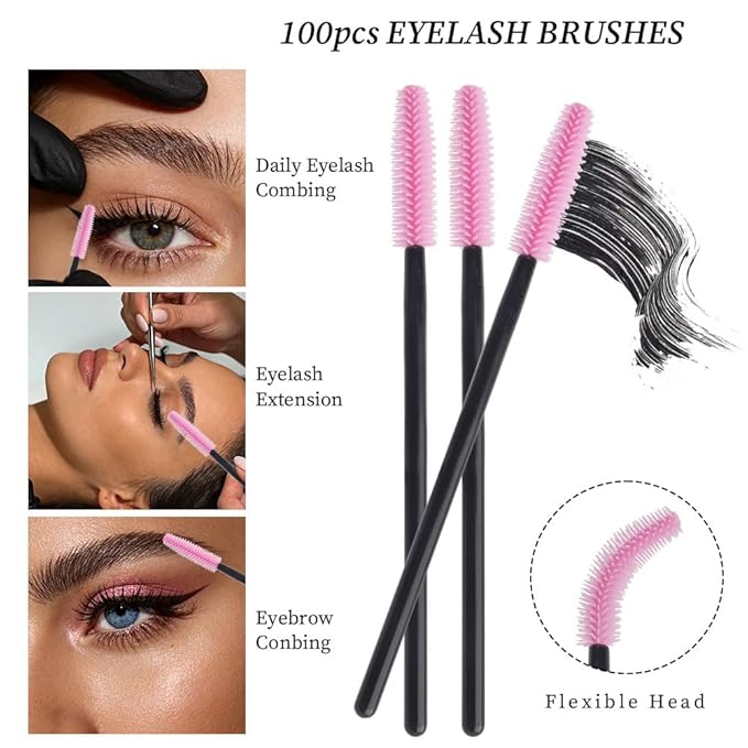 300 Pack Disposable Spoolies Brushes Sets Mascara Wand Lip Brushes Cotton Swab for Eyebrow Eyelash Extension Tattoo Lipstick Applicator