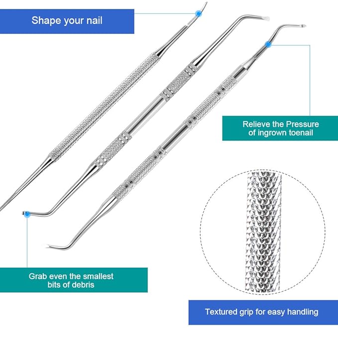 Teenitor Pedicure Tools for Feet, Toenail File and Lifters, Ingrown Toenail Removal Kit Pain Relief (Silver)
