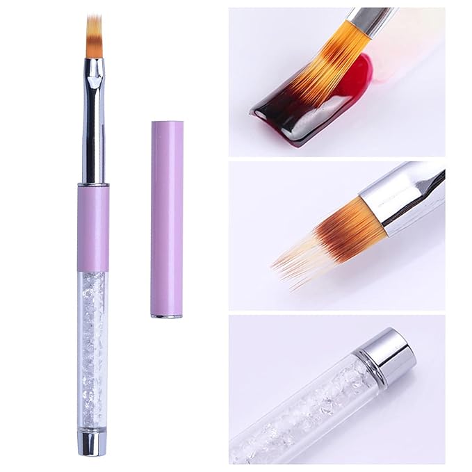 SILPECWEE 5Pcs Ombre Nail Brush Nail Detail Brush Nail Art Brushes Nail Design Brushes Nail Painting Liner Brush for Acrylic Nails Thin Nail Pen Nail Art Tools