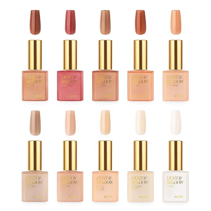 APRÉS Light and Shadow 40 Sheer Gel Couleur Nail Polish Collection, Set of 10 10ml (Fall - Clouds Roll In, 10 pcs)