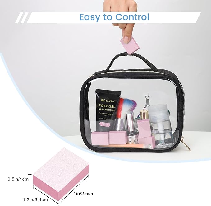Nail Buffer Block, 100 PCS Mini Buffers, 2 Way Fine Grit 180/240, 1.3 inch Long, Small Buffing Kits for Nail Gel Polish, Acrylic & Press-On Nails Prep, Pedicure & Manicure, Pink