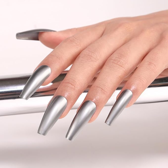 Imtiti Chrome Gel Nail Polish, 15ML Silver Metallic Gel Nail Polish with Metal Mirror Effect - Soak Off UV LED DIY Nail Art Salon Manicure