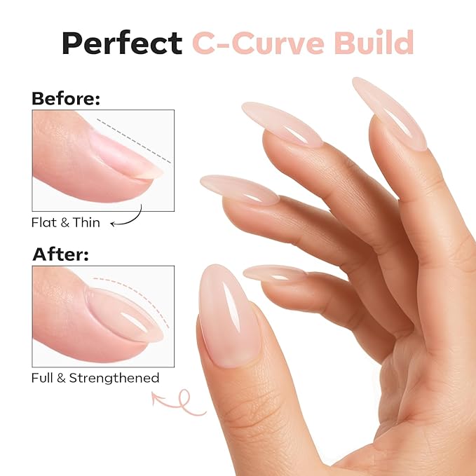 modelones Nude Builder Nail Gel Top Coat, 15 ML No Wipe Ultra Gloss Jelly Gel Polish Apex Building Nails Strengthener Extension Neutral Color Nail Art Long Lasting Soak Off U V Manicure Gift for Women