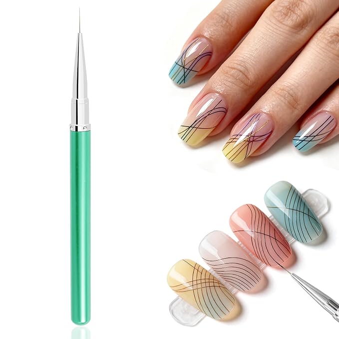 DANNEASY Liner Nail Art Brush, Nail Art Liner Brushes for Brush Strokes/Flower Outline/Thin Details/Fine Drawing Professional Manicure Brushes - Size 12mm