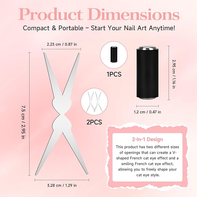 Cat Eye Magnet Set, 2 in 1 DIY Nail Accessory with French Effect, Suitable for Salons, Homes and Nail Studios