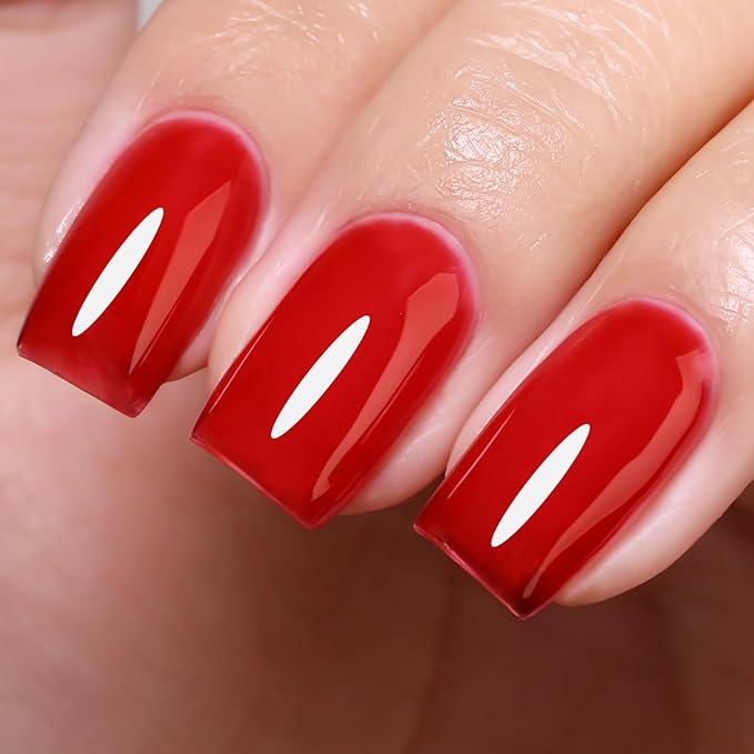 Imtiti Red Jelly Gel Nail Polish, Sheer Translucent UV Gel Polish for Nail Art Soak off UV Led 10ML