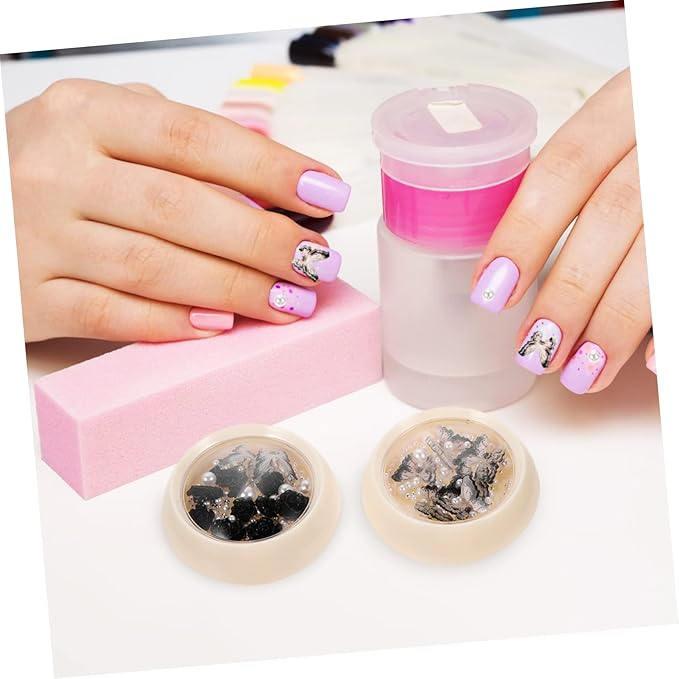 Black Camellia Rhinestone Nail Charms Nail Art Accessories Pearls Gems for DIY Manicure and Creative Decorations