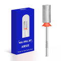 AIRSEE Tungsten Carbide Acrylic Nail Drill Bit Efile Electric File Machine Head Tip for Manicure Polishing Art Remove Gel 3/32" 2 Way Professional Tech Flat Top Cylinder Barrel Fine-F