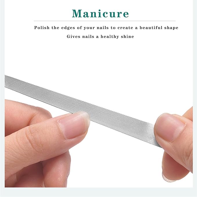 2PC Diamond Dust Nail File - Stainless Steel Nail Dresser with Non Slip Professional Double Sided for Natural Nails- 9 Inch