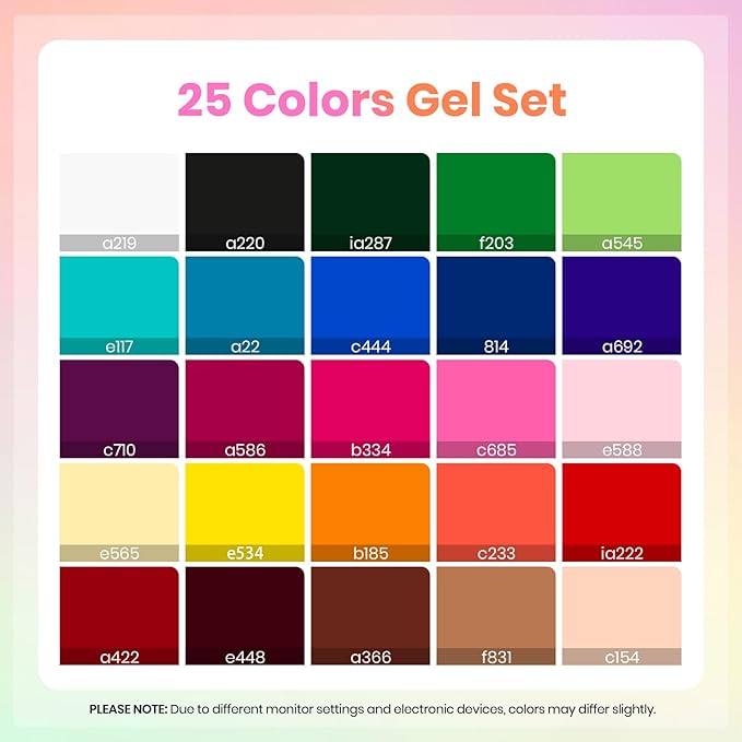 Beetles Spring Gel Polish Set - Color Rhythm Colleciton, 25 Colors Yellow Pink Blue Purple Spring Colors Polish with Base Top Coat Trendy Colors Uv LED Lamp Salon DIY at Home Nails Gifts for Women