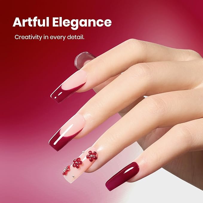 Beetles Red Gel Polish - Burgundy Bliss 15ML/0.51Fl Oz, Red Gel Nail Polish, Same Color Same Bottle STAY SHINING Series, Soak Off UV LED Lamp Spring Nails Art, Long-Lasting Manicure Salon DIY Home