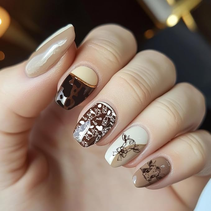 PH PandaHall 3pcs Cow-Theme Nail Stamping Plates 56 Patterns Cow Spots Nail Art Stencils Cute Animal Manicure Art Templates Leopard Nails Image Plates for Women Manicures Design Printing Supplies