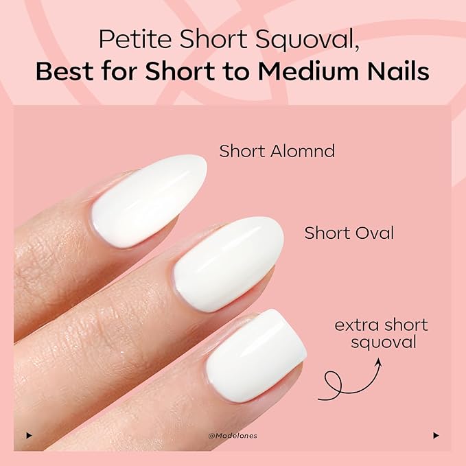 Modelones Extra Short Press on Nails, Red Squoval Fake Nails, Reusable Nail Kit with Nail Glue Adhesive Tabs Mini Nail File, Nails Press Ons 32Pcs 12 Sizes, Spring Women Girl Gift
