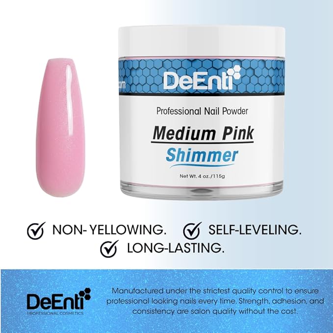 Acrylic Nail Shimmer Powder - 4oz Medium Pink|Professional Grade, Bubble-Free Acrylic Powder for Nails | Long-Lasting, Chip-Resistant Nail Acrylic Powder for Carving, Extensions & Fake Nails