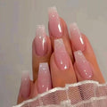Yivaiks Bling Coffin Press on Nails Medium Fake Nails Tips Full Cover False Gradient stick on Artificial Nails Kit 24pcs