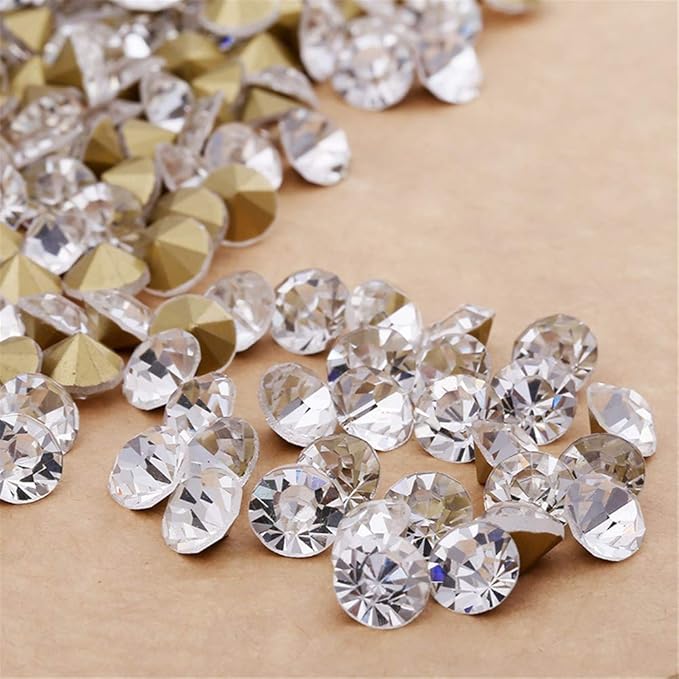 1440pcs Rhinestones Round Point Back Crystal Gem Glass Diamante Rhinestones Nail Art Decoration Jewelry Finding Beads Craft Gems (Transparent, 4mm)