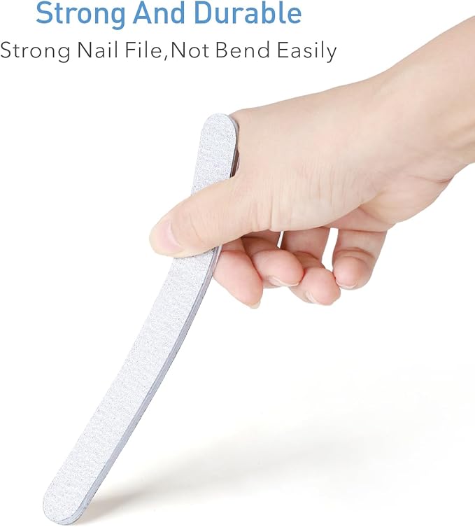 Nail Files, 50 PCS Fingernail Files 7" Long 80/100 Grit Emery Boards for Nails - Professional Nail File Bulk Washable for Acrylic, Gel, Dip Powder, and Poly Gel Nails