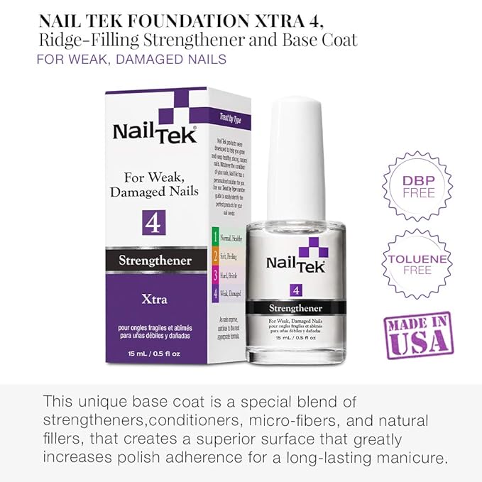 Nail Tek Xtra 4, Nail Strengthener for Weak and Damaged Nails, 0.5 oz, 2-Pack