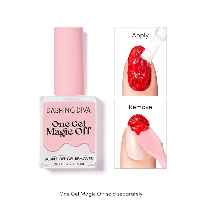 Dashing Diva One Gel Magnetic Mega Bundle – One Gel Magnetic Starter Kit in Villainous, Top Coat and Magic Off Nail Polish Remover - Manicure Set includes LED Lamp and Power Magnet