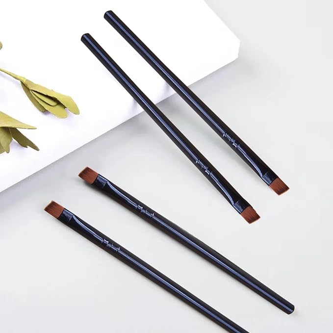 WOKOTO 20 PCS Slanted Tip Nail Art Brushes Set Black Acrylic Nail Brushes Uv Gel Builder For Women's Acrylic Nails French Nail Designs Brushes For Nail Art Design Painting Brush Cleaning Pens Tools