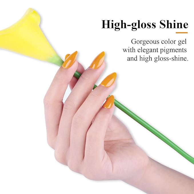 Imtiti Gel Nail Polish, 1 Pcs 0.5 Fl Oz Orange Yellow Gel Polish Soak Off LED U V Nail Gel Polish Neutral Gel Nail Polish DIY Nail Art Starter Manicure Salon Gel Nail Kit for Women Girls