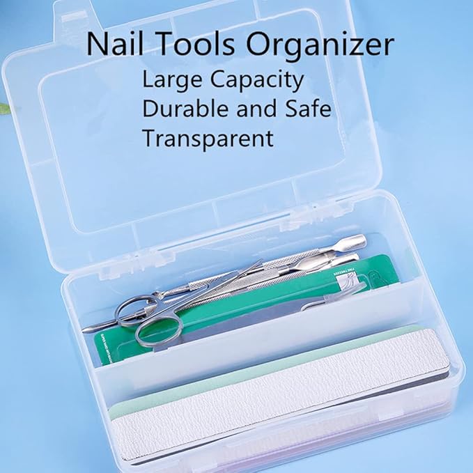 Plastic Nail Art Tools Organizer Nail Brushes Container Case Manicure Tools Holder Double Layers Large Capacity Nail Tools Storage Box (clear)