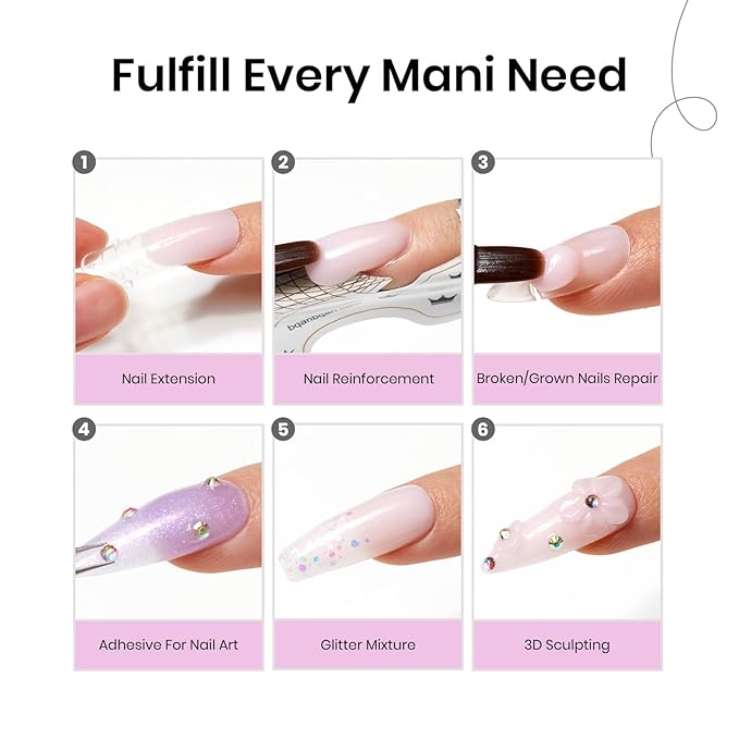 Beetles Nail Extension Gel Set Blackberry Glaze 12 Colors Poly Nail Gel Kit Beginners DIY Home Salon Gift for Women UV & LED Cured