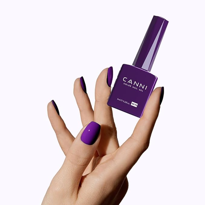 CANNI Purple Gel Nail Polish, 1Pcs Dark Purple Gel Polish Neon Color High Gloss Soak Off U V Nail Manicure Salon DIY