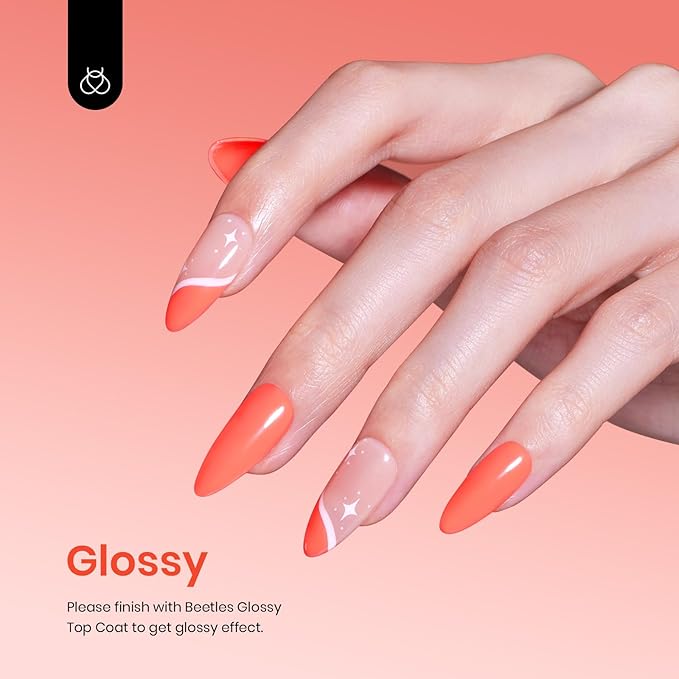 Beetles Coral Orange Gel Polish - Carly Coral Peach Orange Color Spring Nails Soak Off UV LED Nail Lamp Gel Polish 15 ml Nail Art DIY Manicure Gift for Women Girls
