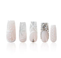 LOVFUL Short Press on Nails Snowlight Couture | Handmade Acrylic Press ons | Reusable Fake False Nails | Square Classic Regular 1.3in | H733-L
