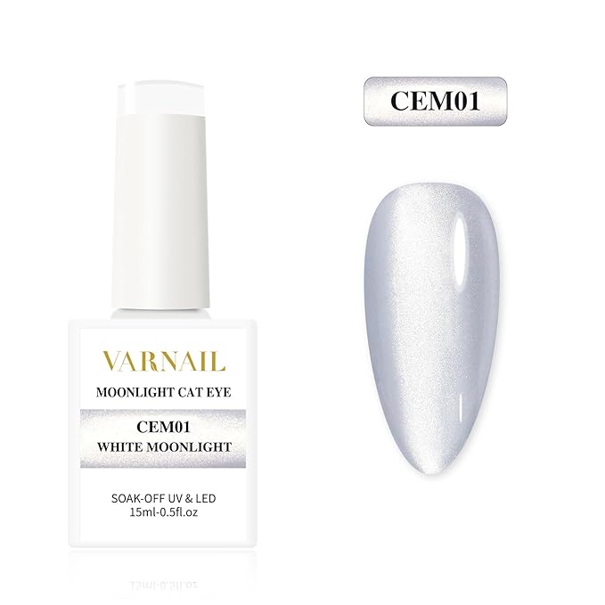 VARNAIL Moonlight Cat Eye Gel Polish Kit 6 Colors, Glitter 9D Holographic Gel Polish with Magnet, Soak off U V Light Nail Polish Set 15 ml/ Bottle, Salon Quality Magnetic UV Nail Polish