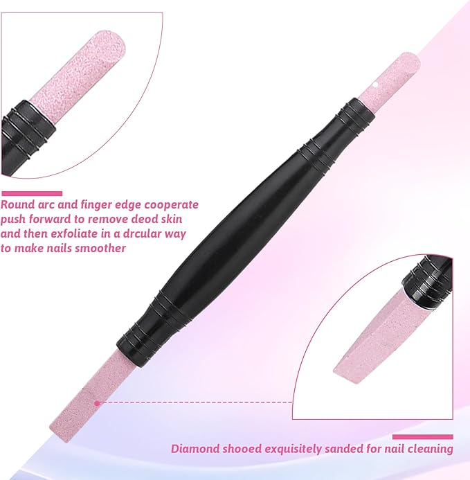 5 Pcs Round Nail File, Double-Headed Nail Polishing Pen Cuticle File Care Set Cuticle Pusher Remover Trimmer Buffer Pen Art Tools Household Beauty Salon Peeling Dead Skin Repairing