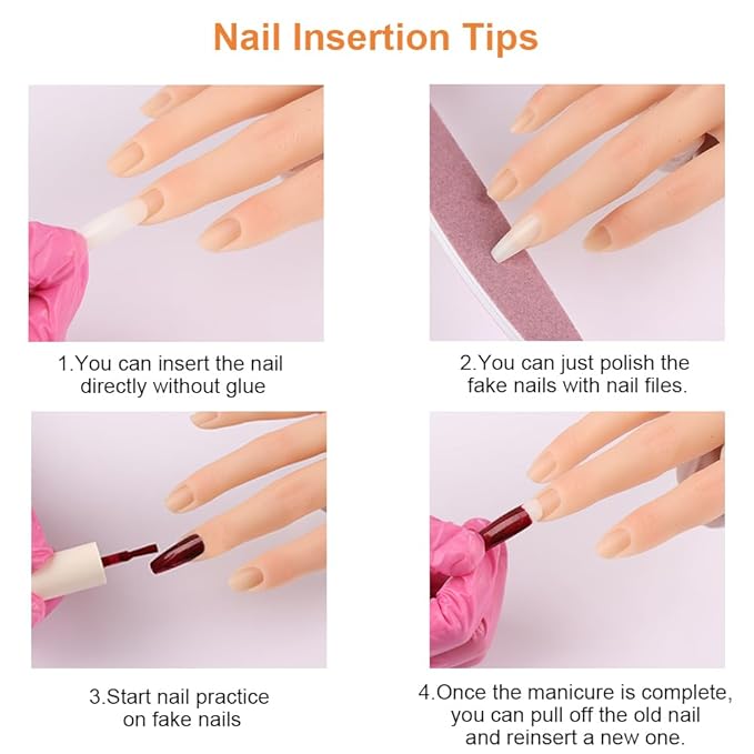 Practice Hand for Acrylic Nails with Stand Bracket, Silicone Fake Hands to Practice Fake Nails Mannequin Hand for Nails Practice and Nail Art Single Right Hand Color 1#