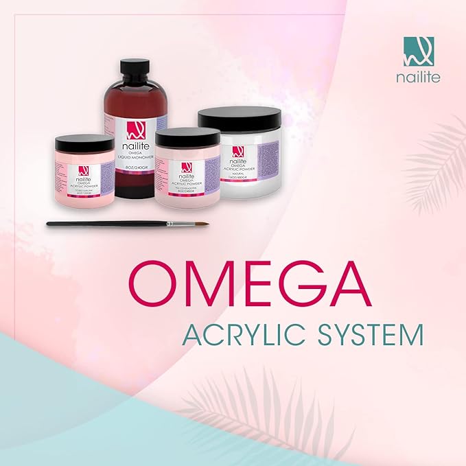 Premium - Omega Liquid Monomer, Professional System for Acrylic Powder Nail Extension Non-Yellowing Effect - 16 Oz.