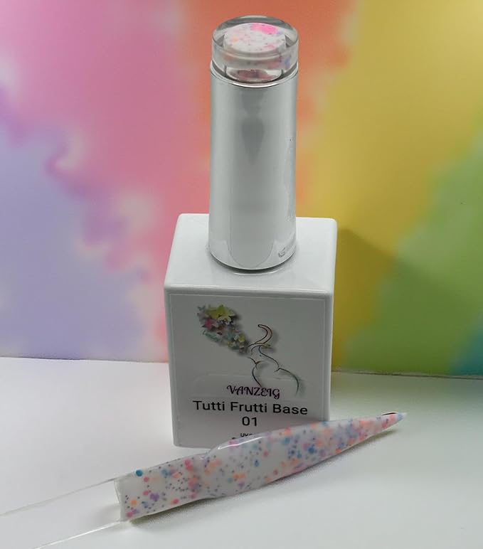 Vanzeig's Tutti-Frutti UV Gel Nail Polish Base | Milky Candy-Dipped | Durable Rubber Base Gel for Press-ons & Natural Nails | 15 ml (01)
