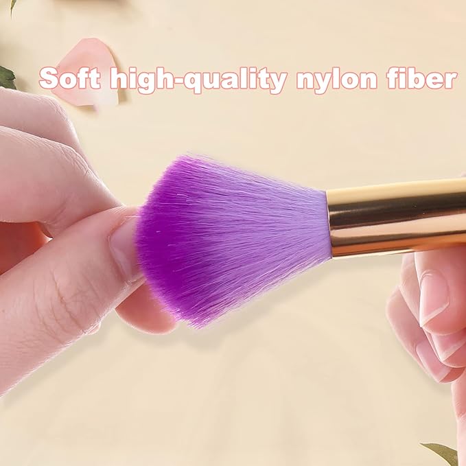 SILPECWEE 1pc Purple Nylon Sponge & Regular Nail Brush, Ombre Nail Art Brush, Acrylic Nail Brush Cleaner, Alloy & Acrylic Handle, Perfect for Gel Nails & French Manicure