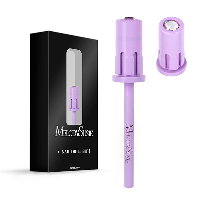 MelodySusie Crystal Top Mandrel Bit for Nails, 3/32'' Easy Off Nail Drill Bits for Sanding Bands, Suitable for Acrylic Nails Gel Manicures and Pedicures, Purple