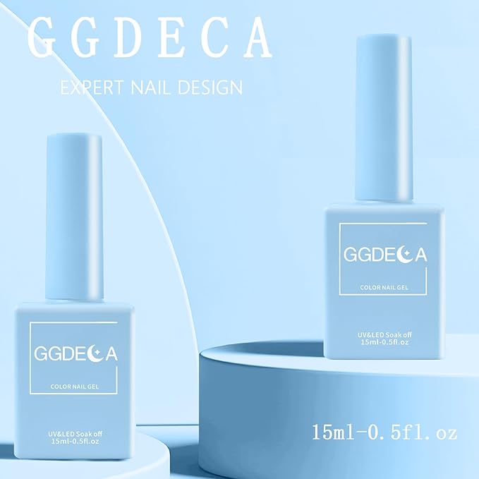 15ml Light Blue Gel Nail Polish, Pastel Blue Gel Polish, Milky Pale Color Same Color Same Bottle, High Gloss U V Soak Off Nail, DIY Sparkle Manicure Salon