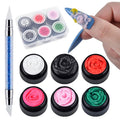 6 Color Carving Gels 3D Sculpture Gel for Nail Art Decoration Kit Creative DIY Nail Art Painting Carved Soak Off Polish Flowers Design Modeling Tool