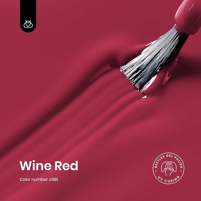 Beetles Red Gel Nail Polish, 1 Pcs 15ml Wine Red Burgundy Soak Off Gel Polish Nail Art Manicure Salon DIY Design Decoration Home Uv Nail Lamp Needed